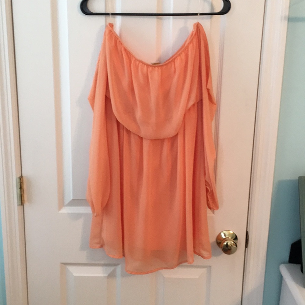 Orange off the shoulder dress